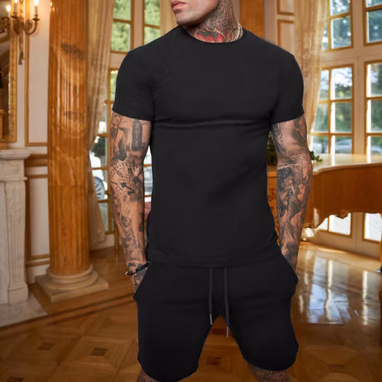 China Großhandel Frühling Sommer Casual Short Sets Herren T-Shirt Shorts Kleidung Atmungsaktive Sportbekleidung Jogginganzug Trainingsanzug Individuelles Logo Sportbekleidung für Herren